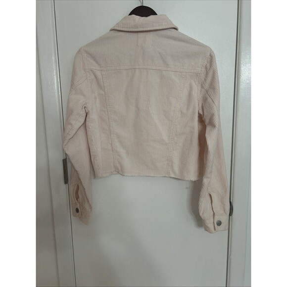Women's Tgla cropped soft corduroy jacket light pink long sleeve Size Small - Picture 5 of 8
